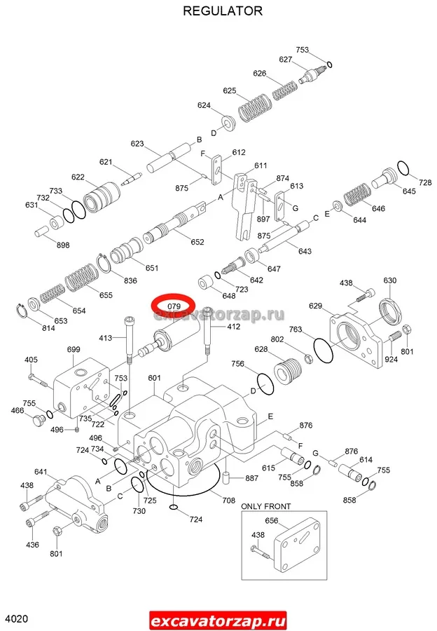 Клапан KDRDE5K-2040C07-109 (Kawasaki) регулятора гидронасоса экскаватора Hyundai R110-7, R110-7A, R1200-9, R140LC-7, R140LC-7A, R140LC9, R140LC9A, R140LC9S, R140LC9V, R140W7, R140W7A, R140W9, R140W9A, R140W9S, R160LC7, R160LC7A, R160LC9, R160LC9A, R160LC9