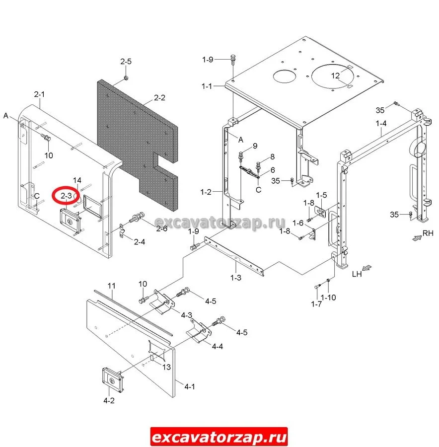 Замок (ручка) двери отсека 71Q6-52190, 71Q6-52191 экскаватора Hyundai R140, R170, R180 9серия