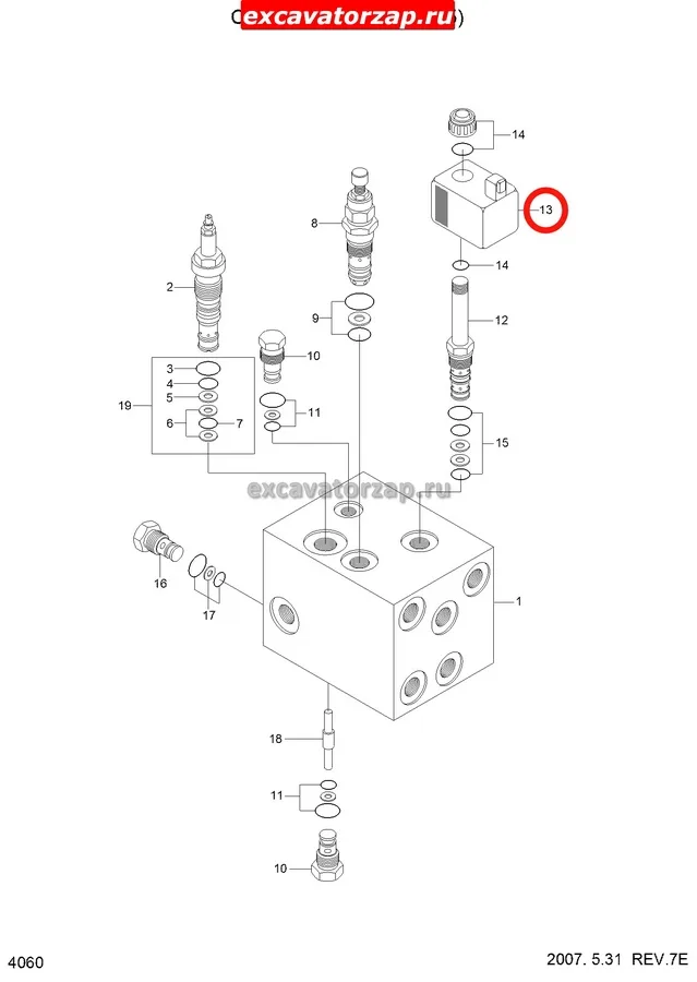 Катушка соленоида XKAL-00142 экскаватора Hyundai