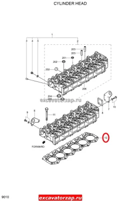 Прокладка головки блока цилиндров 32B01-12101 двигателя экскаватора Hyundai