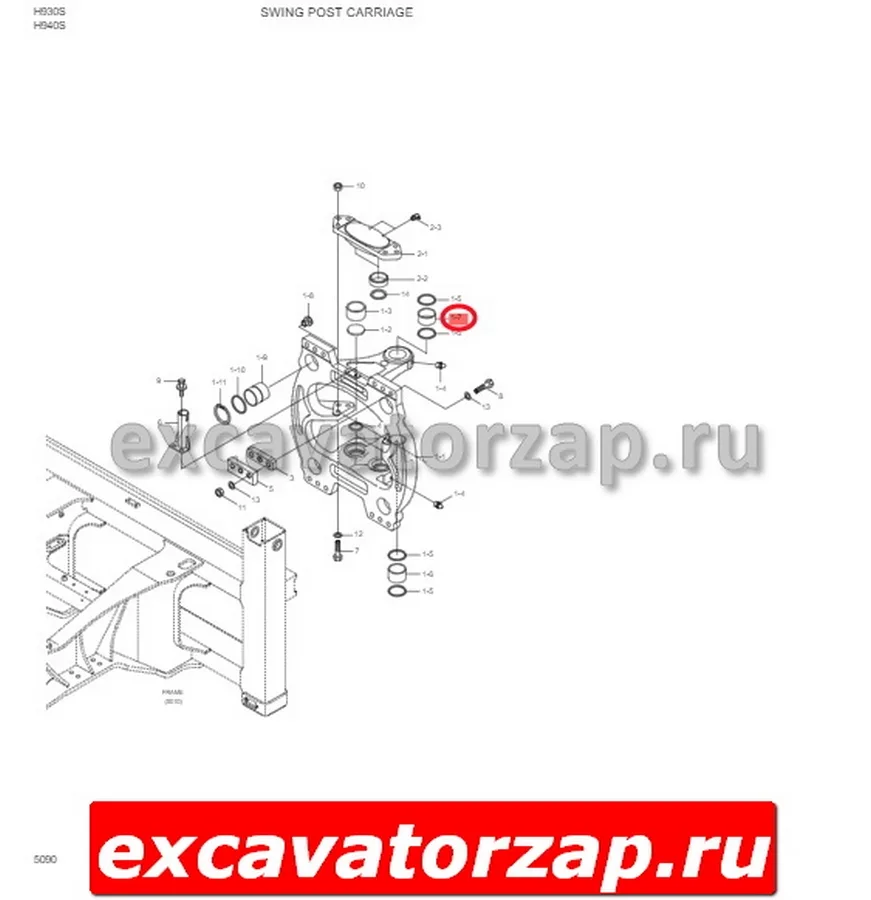 Втулка Х114-702045 (рама - поворотная каретка, верхняя часть) экскаватора погрузчика Hyundai H940S