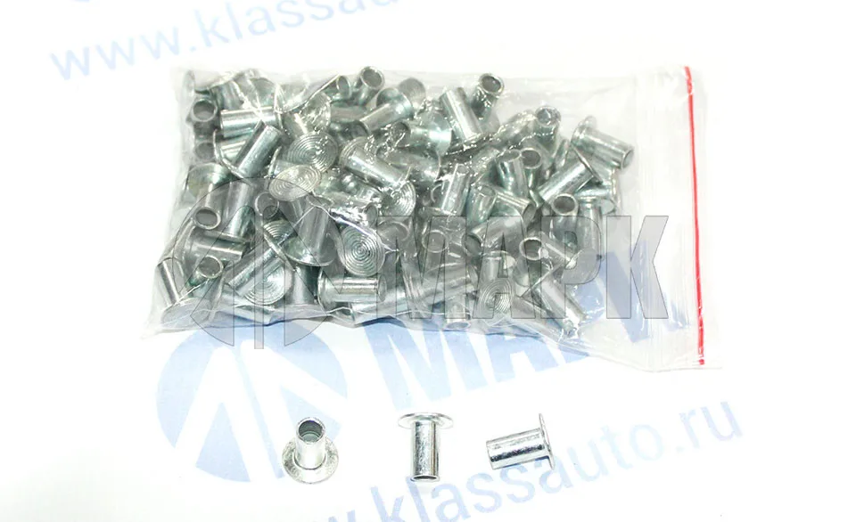 Заклепки 8х15 (к-кт 100 шт) оцинков.сталь, полутрубчатые (TrackParts)