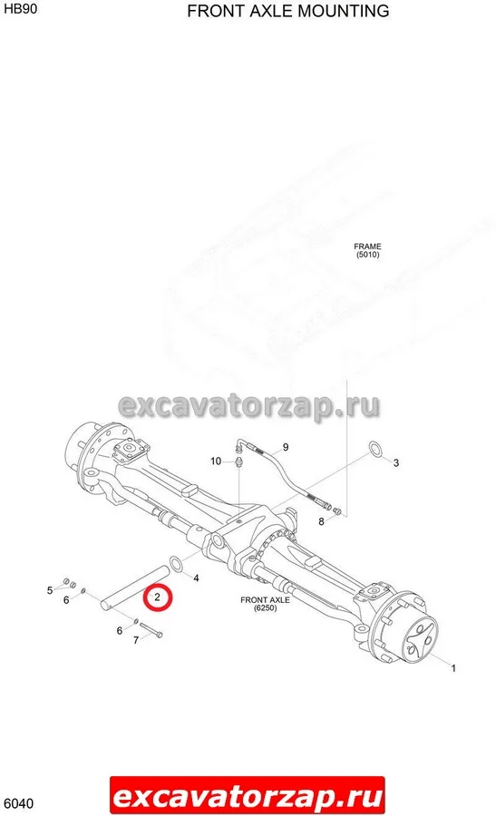 Палец 81U6-10030 крепления моста к раме  экскаватора погрузчика Hyundai H940S