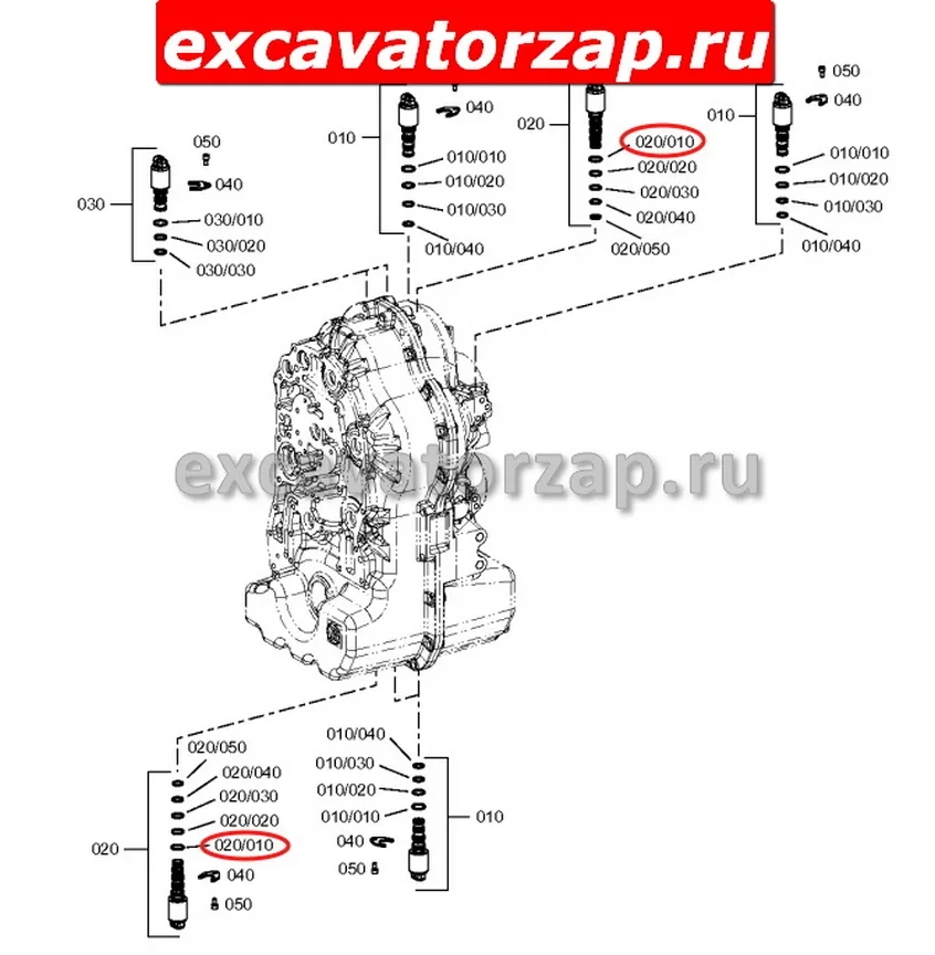 Кольцо 0634.304.287, 0634-304-287, 0634304287 соленоида КПП экскаватора Hyundai