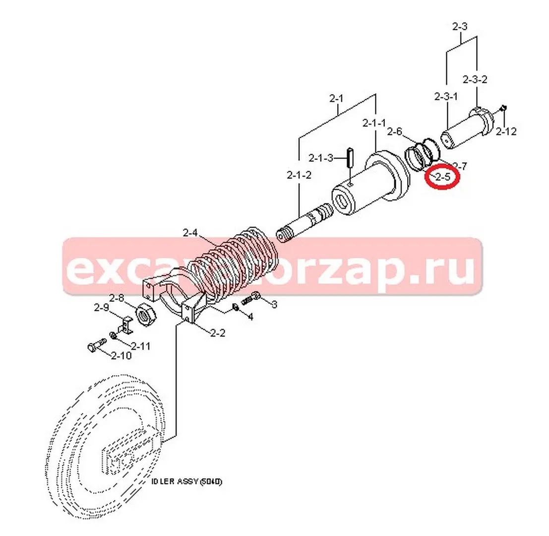 Уплотнение 81E7-01120 гидроцлиндра натяжения гусеницы экскаватора Hyudai R450LC3, R500LC7, R480LC-9S