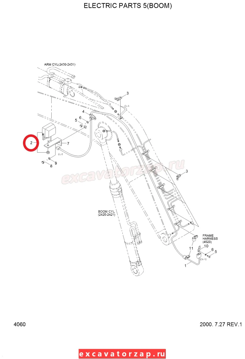 Фара 21E6-60040 рабочего света (на кабину) экскаватора Hyundai R140, R170, R180, R200, R210…