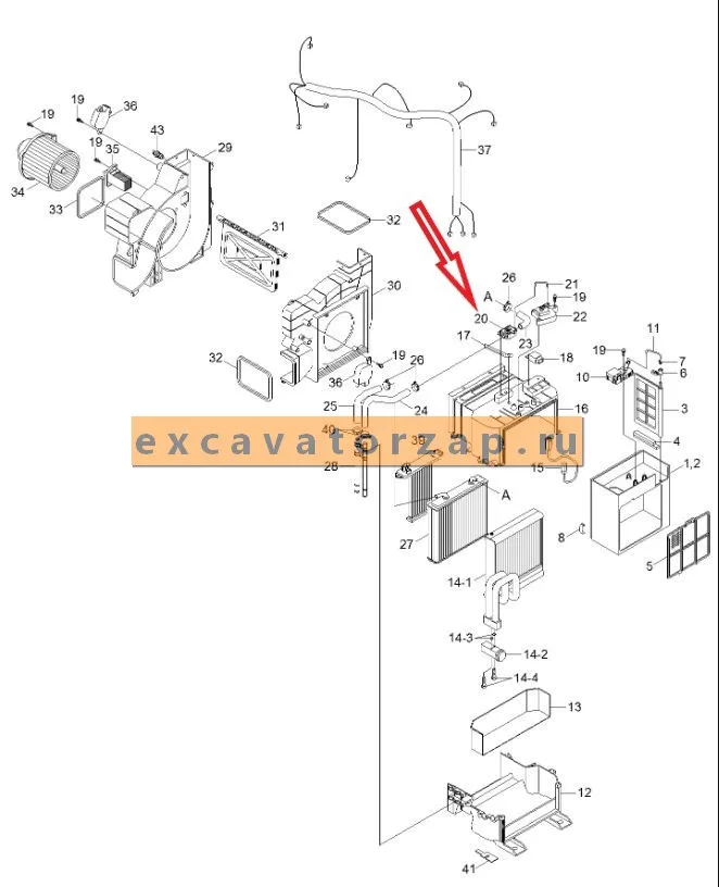 Кран печки AH001160, XKAN-01175 экскаватора Hyundai