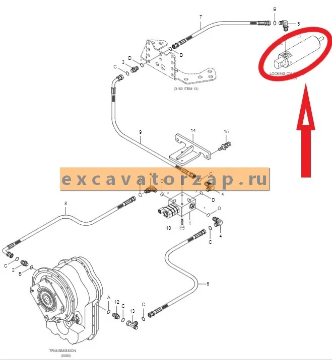 Гидроцилиндр 71U6-55220 блокировки стрелы экскаватора погрузчика Hyundai H940S