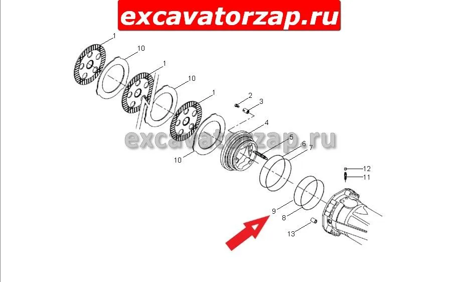 Кольцо 112.07.008.03, 1120700803 уплотнительное тормозного поршня заднего моста экскаватора HYUNDAI R140W-7
