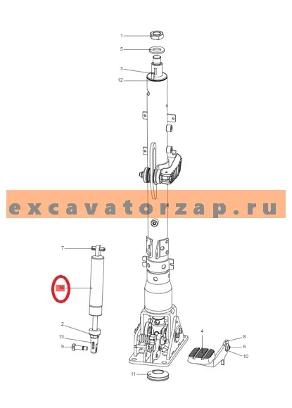 Амортизатор ZTAC-00183 рулевой колонки экскаватора Hyundai