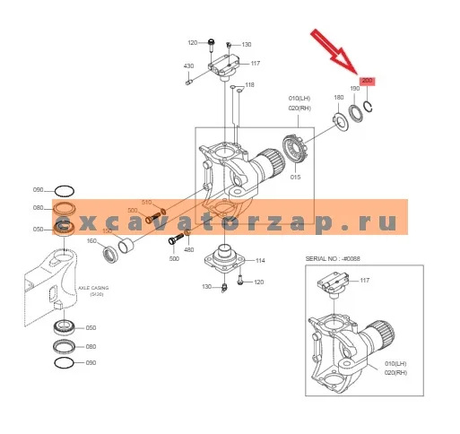 Кольцо стопорное ZGAQ-02265 полуоси переднего моста экскаватора HYUNDAI