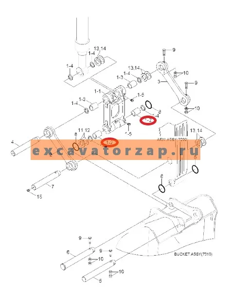 Втулка X124-702084 (рукоять - щека) экскаватора HYUNDAIR160LC7, R160LC7A, R170W7, R170W7A, R180LC7, R180LC7A