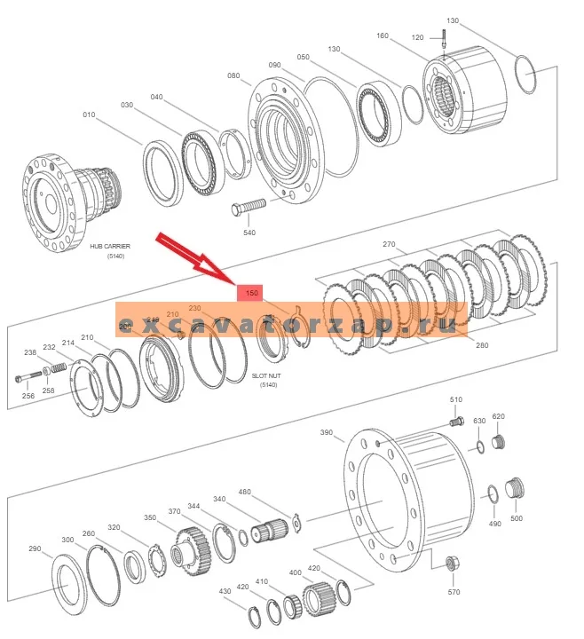 Кольцо стопорное ZGAQ-07335 заднего моста экскаватора HYUNDAI R170W
