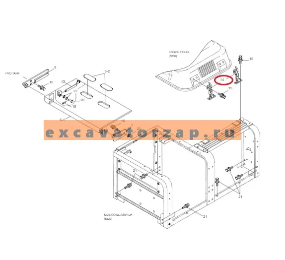 Кронштейн (петля) капота 71N6-56400 экскаватора HYUNDAI R140, R170, R180, R200, R210