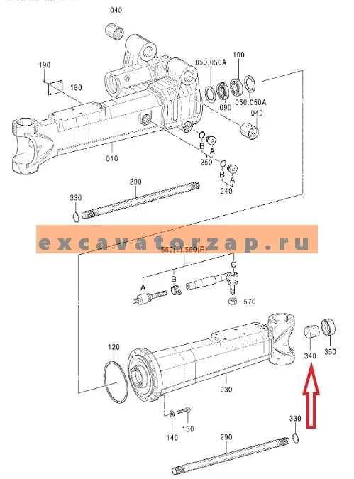 Втулка полуоси 0501.317.333, 0501317333, 0501-317-333 моста экскаватора HYUNDAI