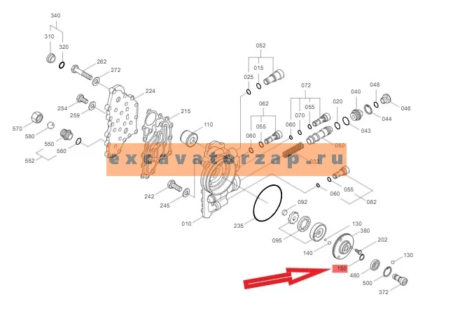 Кольцо стопорное ZGAQ-01066 насоса КПП экскаватора HYUNDAI R140W, R170W, R180W, R200W, R210W