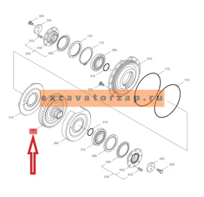 Шестерня 4143.303.074 4143303074, 4143-303-074 КПП экскаватора HYUNDAI R140W, R170W, R180W, R200W, R210W