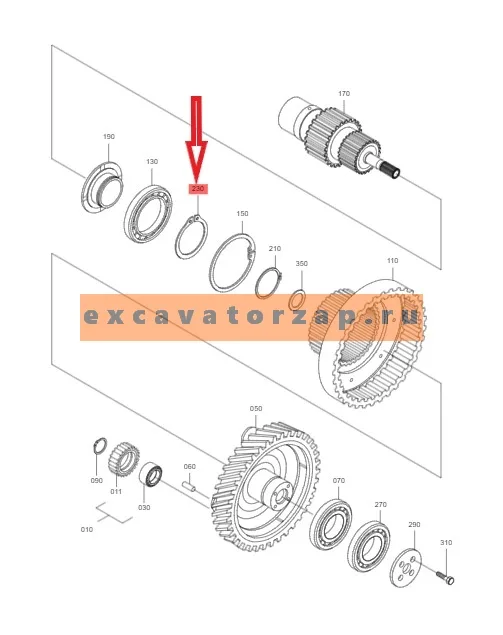 Кольцо стопорное ZGAQ-02047 КПП экскаватора HYUNDAI R140W, R170W, R180W, R200W, R210W