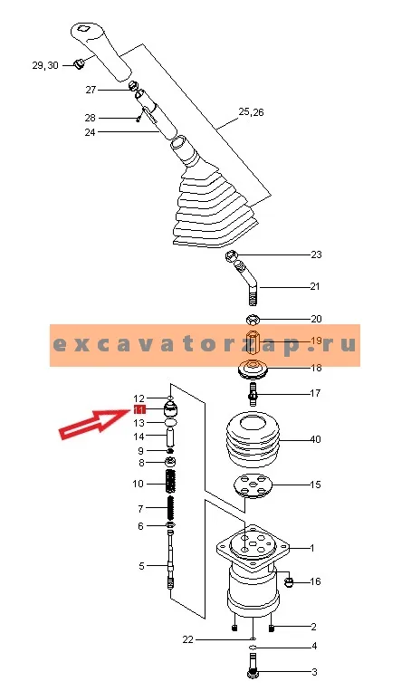 Пробка XKAY-00056 (втулка, заглушка) джойстика экскаватора HYUNDAI R140, R160, R170, R180