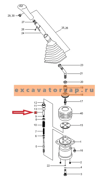 Толкатель XKAY-00052 джойстика экскаватора HYUNDAI R140, R160, R170, R180
