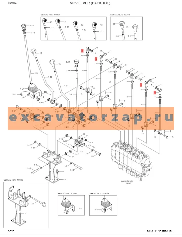 Шарнир S926-108000 тяг управления задним оборудованием экскаватора погрузчика Hyundai H940S