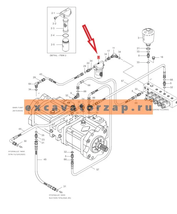 Фильтр 31E3-0017 (гидравлический, пилотный) в сборе экскаватора Hyundai 7-й серии