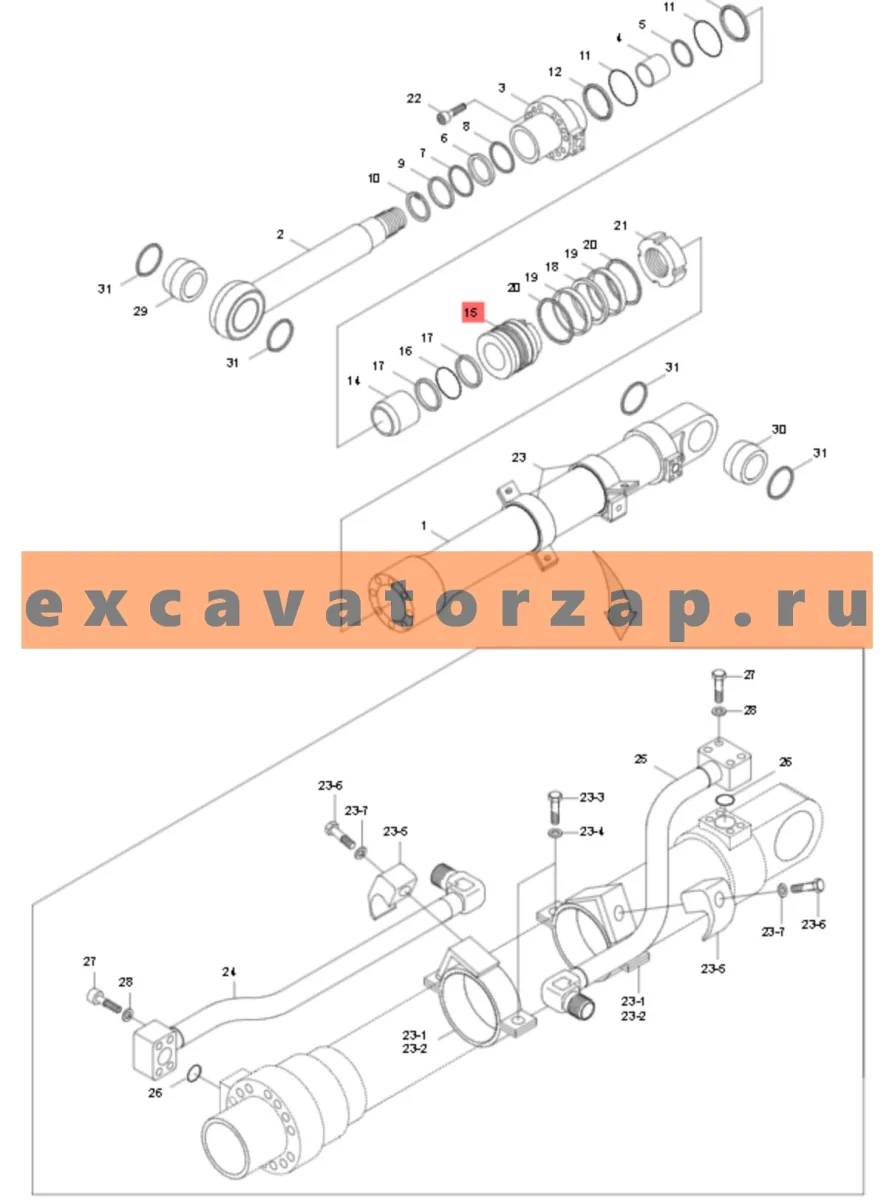 Поршень 31Y1-10110 гидроцилиндра ковша экскаватора HYUNDAI R250LC3, R250LC7, R250LC7A