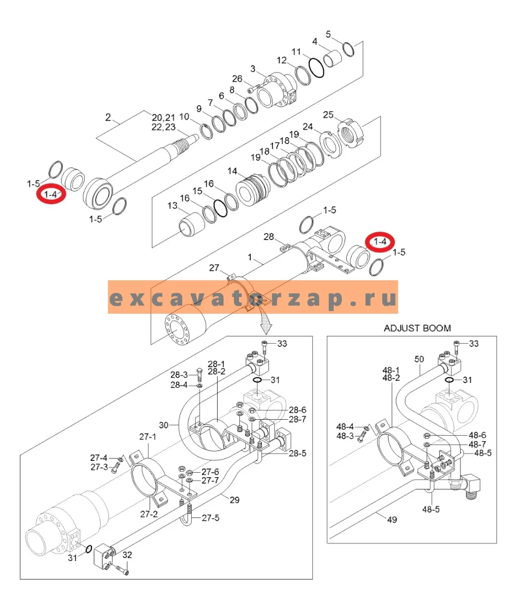 Втулка 61KH-82410 (рукоять - ковш) экскаватора Hyundai HW140, HX140L, R125LCR-9A, R140LC9, R140LC9A, R140LC9S, R140W9, R140W9A, R140W9S, R145CR9, R145CR9A
