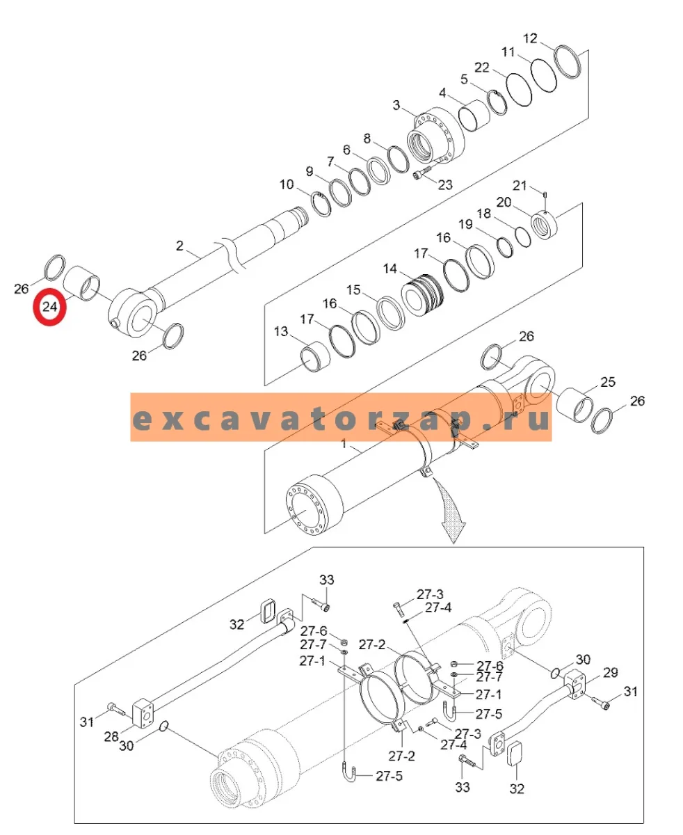 Втулка 61Q6-05570 (в проушину гидроцилиндра ковша) экскаватора Hyundai R210LC9, R210LC9BC, R210LC9BH, R210NLC9, R210W-9, R210W9A, R210W9S, R220LC9A, R220NLC9A, R235LCR9, R235LCR9A, R380LC9DM, RB220LC9S