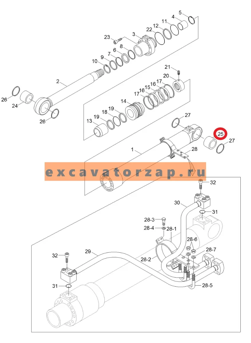Втулка 31YC-15090 (в проушину гидроцилиндра ковша) экскаватора Hyundai R320LC9, R330LC9S, R330LC9SH