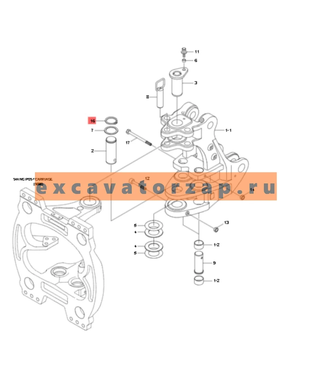 Кольцо стопорное S601-070004 пальца (крепления поворотной "бабки" к раме) экскаватора погрузчика Hyundai H940S
