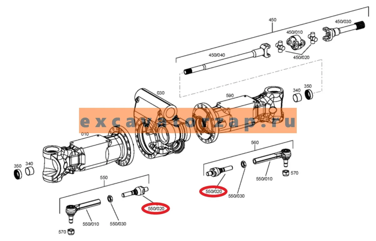Шарнир рулевой тяги ZGAQ-04479 переднего моста экскаватора Hyundai R200W-7, R210W-9, R210W-9S