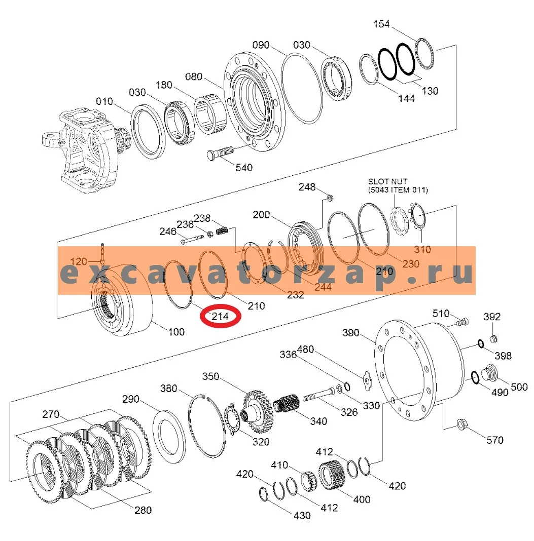 Кольцо опорное ZGAQ-01288 тормозного поршня моста экскаватора HYUNDAI R200W-7