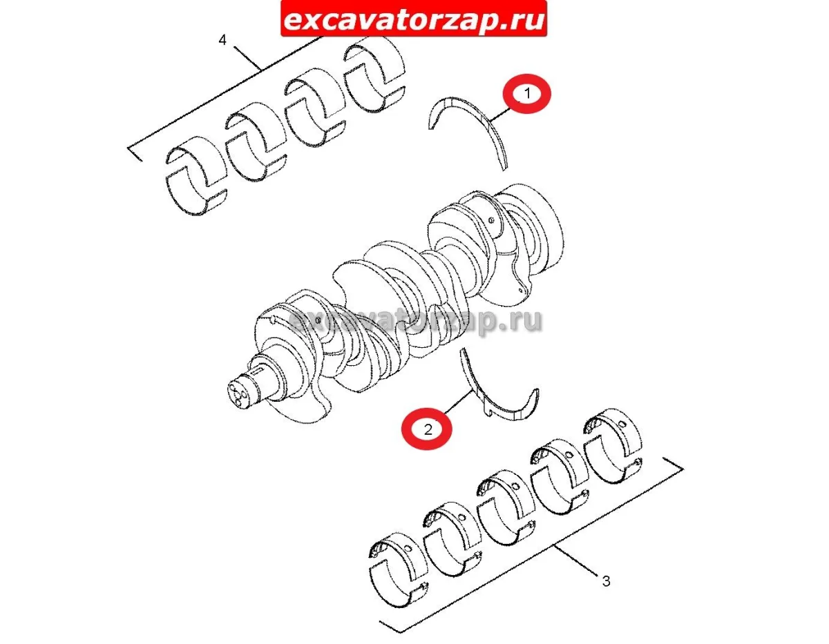 Полукольца упорные ZUAC-00026 + ZUAC-00025 двигателя экскаватора погрузчика HYUNDAI H940S