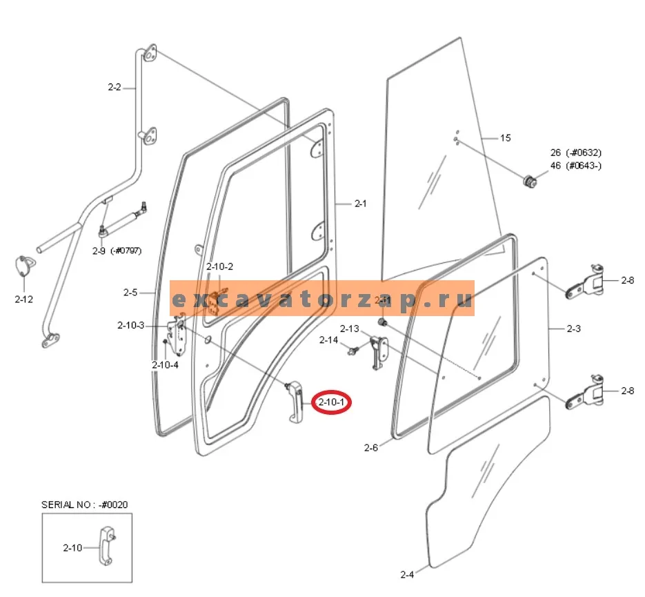 Ручка 71U6-20385 двери эскаватора погрузчика HYUNDAI H940S