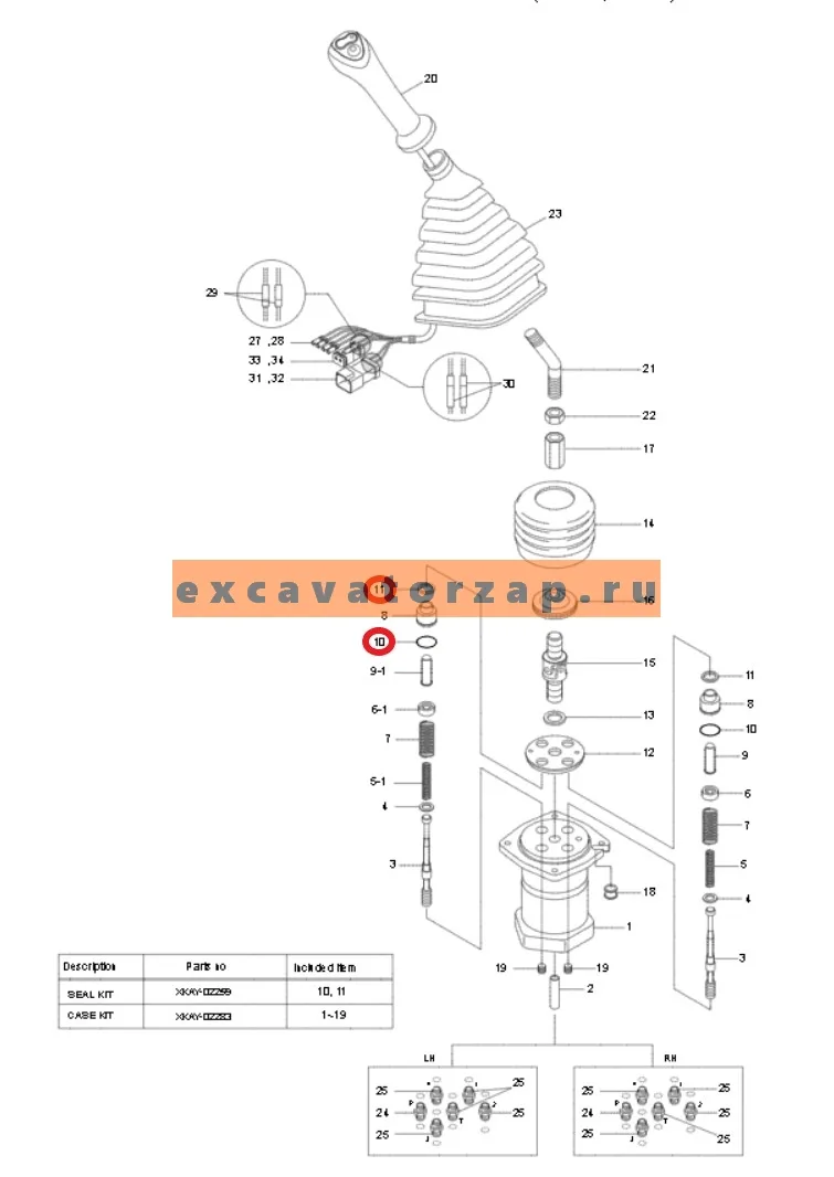 Ремкомплект XKAY-02259 (рычага управления) экскаваторов HYUNDAI серии HX, HW