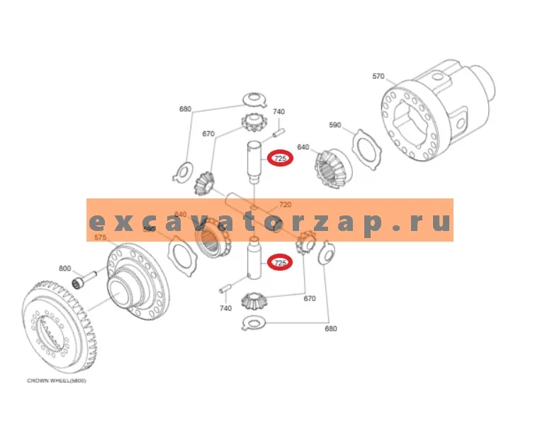 Ось ZGAQ-04586 (АНАЛОГ) переднего, заднего мостов экскаватора HYUNDAI HW140, R140W9, R140W9A, R140W9S, R160W9A, R170W7, R170W7A, R170W9, R170W9S, R180W9A, R180W9S