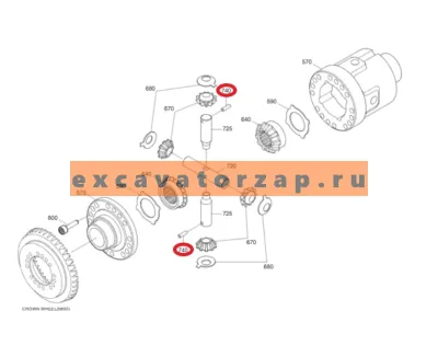 Штифт ZGAQ-02561 (АНАЛОГ) дифференциала переднего, заднего мостов экскаватора HYUNDAI R170W7, R170W7A, R170W9S, R180W9S