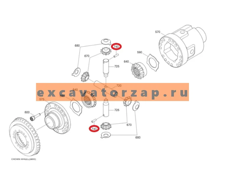 Штифт 0731.300.136, 0731300136, 0731-300-136 (АНАЛОГ) дифференциала переднего, заднего мостов экскаватора HYUNDAI R170W7, R170W7A, R170W9S, R180W9S