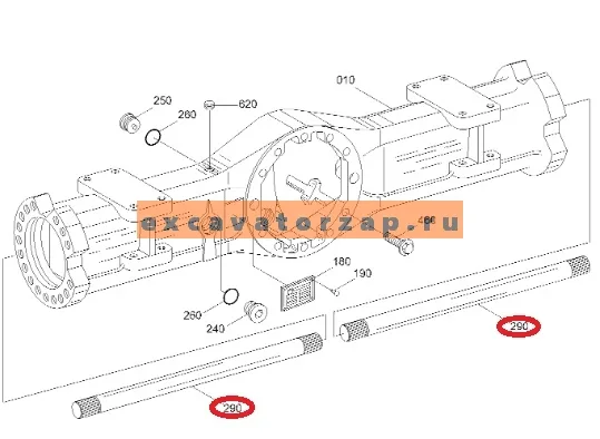 Полуось ZGAQ-01358 (АНАЛОГ) заднего моста экскаватора HYUNDAI R200W7
