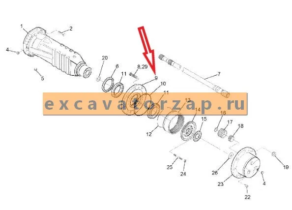 Ступица ZTAM-00067 (аналог, Корея) переднего, заднего мостов экскаватора Hyundai R140W-7