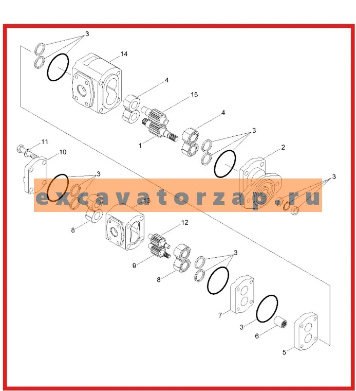 Насос трансмиссии 31E4-0015 экскаватора HYUNDAI R200W7, R210W9S