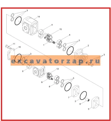 Насос трансмиссии 31ER-30360 экскаватора HYUNDAI R200W7, R210W9S