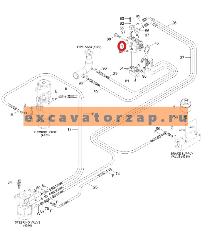 Насос трансмиссии 31ER-30360 экскаватора HYUNDAI R200W7, R210W9S
