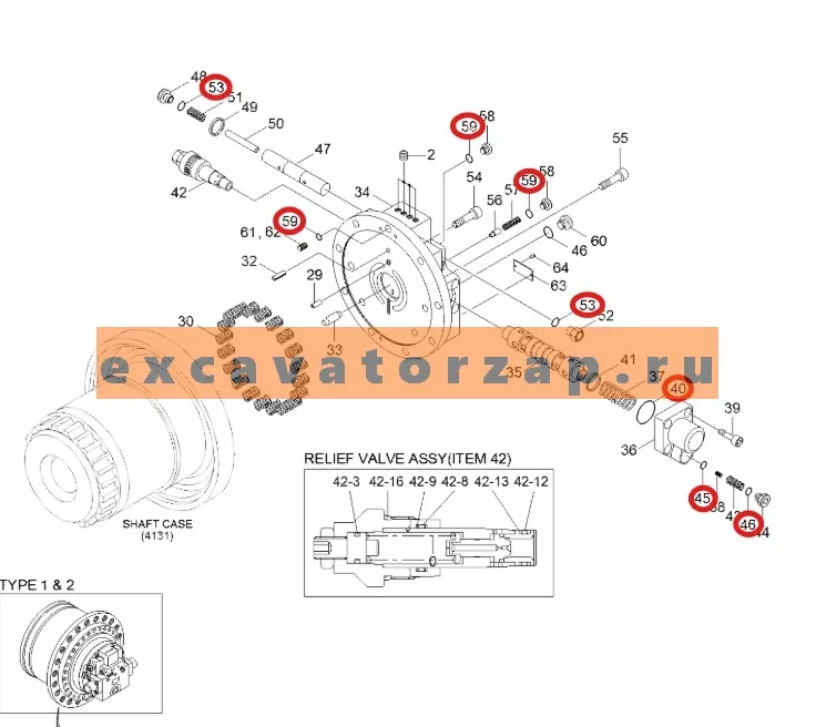 Ремкомплект гидромотора хода 39Q6-41810 экскаватора HYUNDAI HX220L, HX220NL, HX235L, HX260L, R210LC7A, R210LC9, R210LC9BC, R210LC9BH, R210NLC9, R215LC7, R220LC9A, R220NLC9A, R235LCR9, R235LCR9A, R250LC9, R250LC9A, R260LC9S
