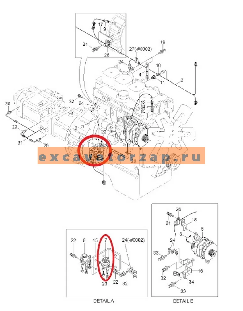 Реле стартера 21N4-00100 (аналог, КНР) экскаватора HYUNDAI R140, R170, R180