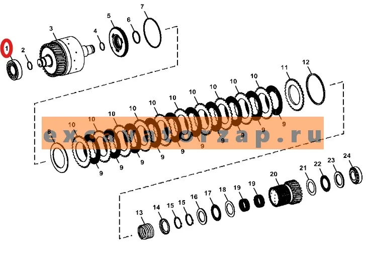 Подшипник ZGAQ-03097 (аналог, FERSA) муфты КПП экскаватора погрузчика HYUNDAI H940S