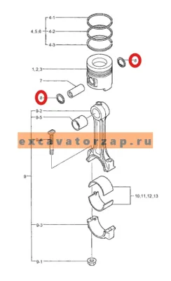 Кольцо стопорное XJAF-00653 (оригинал, HYUNDAI) пальца поршня двигателя экскаватора HYUNDAI R160LC7, R160LC9S, R170W7, R170W9S, R180LC7, R180LC9S, R180W9S