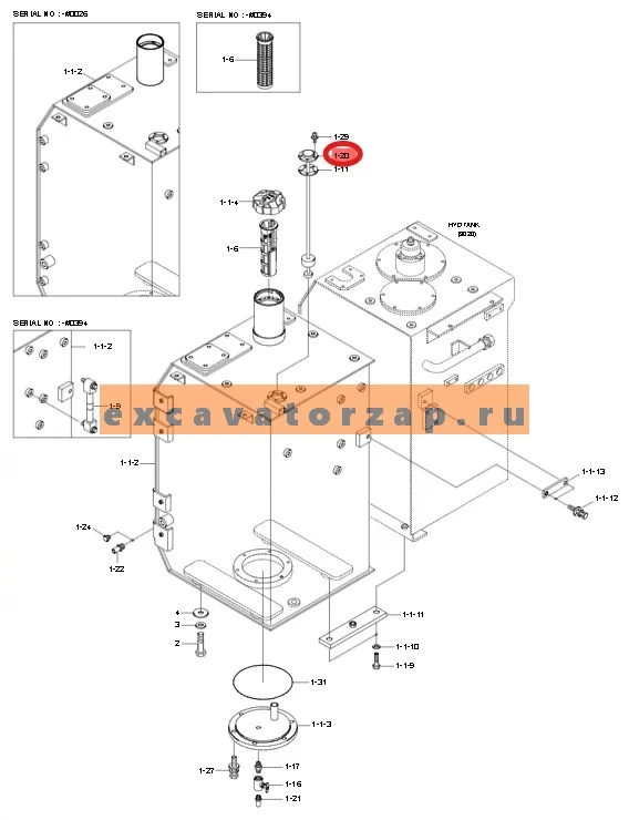 Датчик уровня топлива 2BKB-00400 (поплавок) экскаватора HYUNDAI HW210, HX360, HX380
