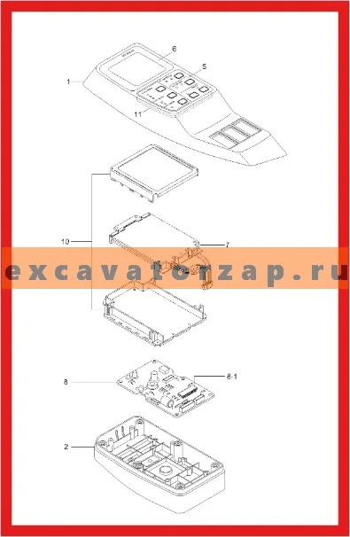 Монитор 21N8-31500 (панель приборов, дисплей) экскаватора HYUNDAI R215VS